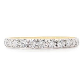 SAVEARTH DIAMONDS 1 Carat (Cttw) Round Cut Lab Created Moissanite Diamond Eternity Engagement Wedding Band Ring In 14k Yellow Gold Over Sterling Silver Jewelry For Women 1 1/2 Cttw-7.5