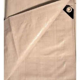 10' x 18' Tan Beige Heavy Duty Waterproof 12 mil Poly Tarp with Grommets (Finished Size Approx. 9'6" x 17'6")