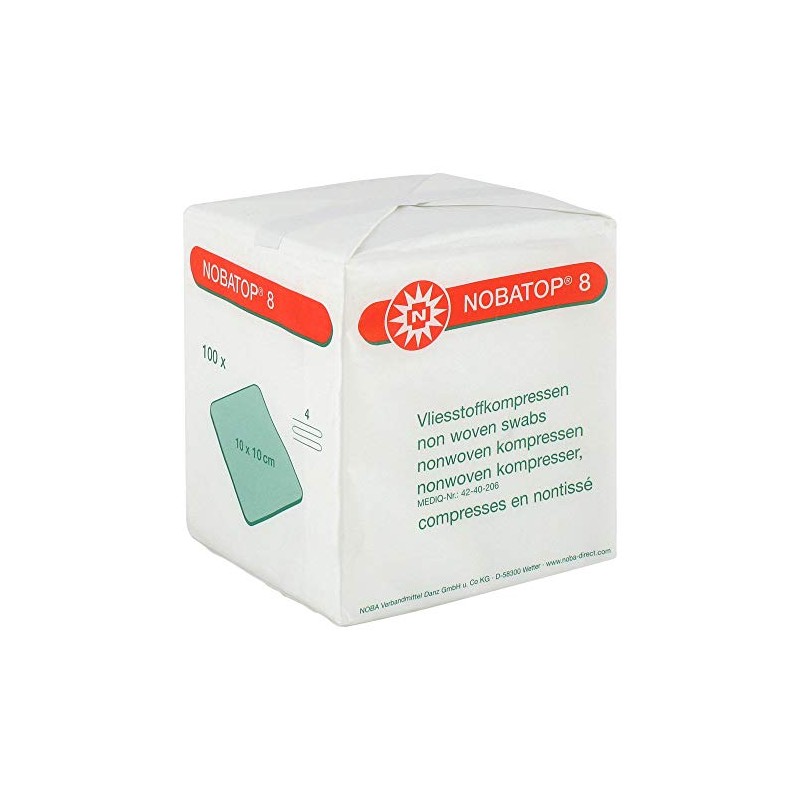 Nobatop, 8 Compresses, 10x10cm Non-Sterile, 100 Piece Compress