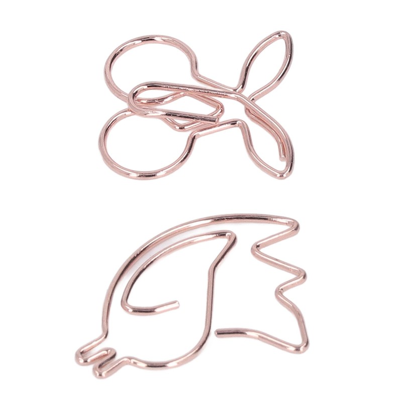 100Pcs Cute Paper Clips Cherry Hummingbird Style Electroplated Metal Gold