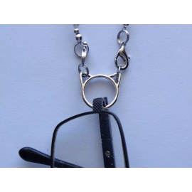 Handmade 18" CAT PENDANT EYEGLASSES LOOP NECKLACE BEADED READING EYEGLASSES LOBSTER CLASP
