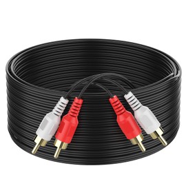 Abireiv RCA Cable 65ft,2RCA M/M Stereo Audio Cable [24K Gold Plated | Copper Core] 2RCA Male to 2RCA Male.for Home Theater, HDTV, Amplifiers, Hi-Fi Systems,Speakers