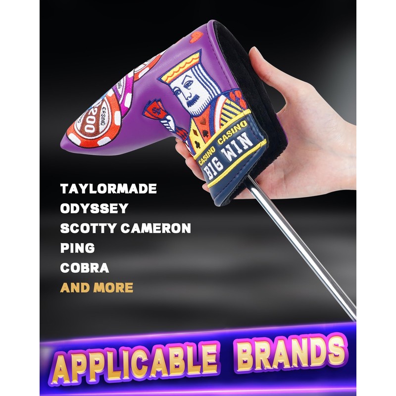 BIG TEETH Golf Head Covers Blade Putter Cover Magnetic Big