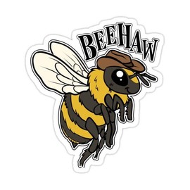 Bee-Haw Funny Bee Sticker Decal for Wall, Laptop, Cell, Truck Sticker for Windows, Cars, Trucks 5" Inch