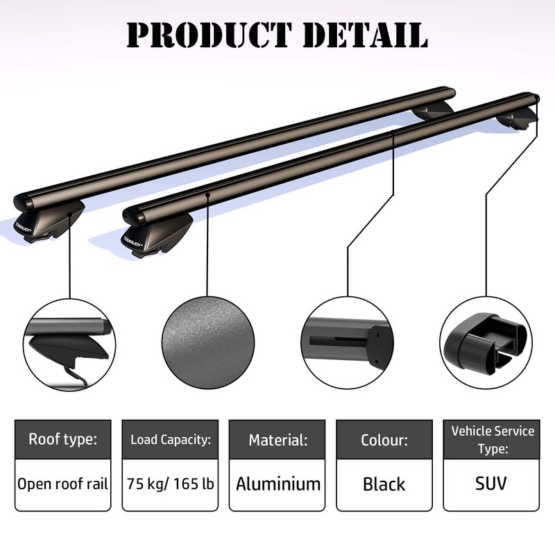 COWVIE 47 Inch Aluminum Roof Rack Cross Bars for Raised
