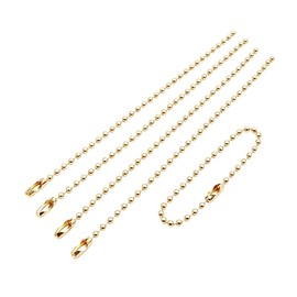 200pcs Connector Clasp Ball Chains Keychain Tag 2.4mm Bead 100mm/3.9” Long (KC Gold)