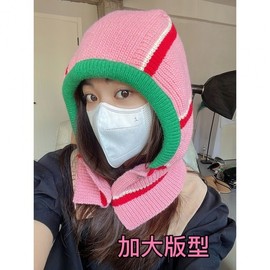 [Imported] New Striped Knit Balaclava Hat for Autumn/Winter (lf1779) Free Size/Gray 4ea