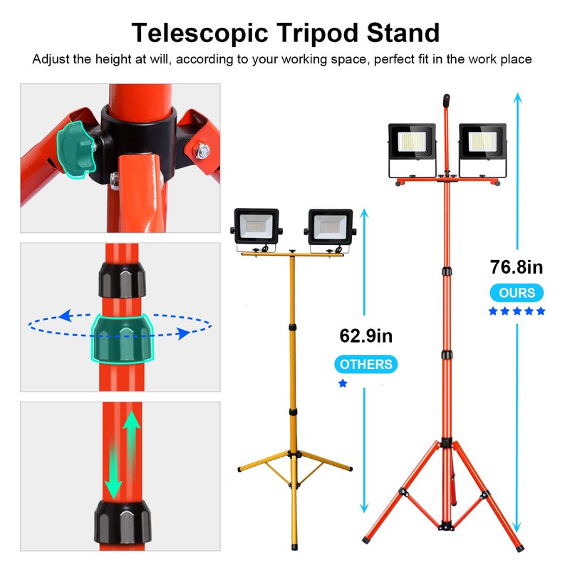 LEDMO 26000 Lumen Led Work Light with Tripod Stand 200W