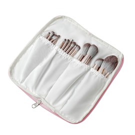 WHHJM Cute Floral Bag for Makeup Brushes - Ideal for Travel & Daily Use Makeup Brushes Pouch for Women (Pink Floral)