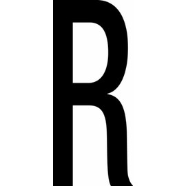 Aviditi "R" Vinyl Warehouse Letter Labels/Stickers, 4” x 2 1/8”, Black/White, (Pack of 50 Labels)