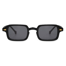 Xpectrum Small Retro Rectangle Sunglasses for Men Women Trendy Vintage Square Sun Glasses (Black)