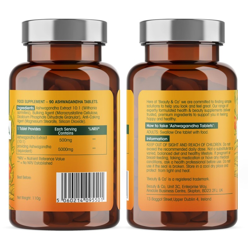 Ashwagandha 5000mg 180 Tablets (2x90), High Strength Ashwagandha- 6 Months