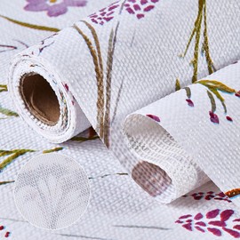 Drawer and Shelf Liner for Kitchen Cabinets, Non Adhesive, Non Slip Drawer Liner Shelf Paper for Kitchen, Waterproof Cupboard Liners, Flower 18INx20FT