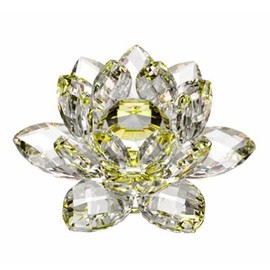 Zoogamo 4" Yellow Crystal Lotus Flower – Glass Home Decor for Feng Shui with Clear Reflection & Gift Box