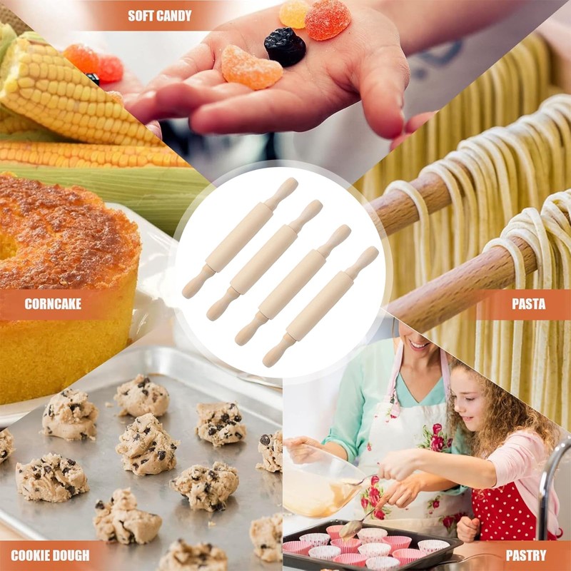 4pcs Rolling Pin, 20 X 2.5cm Rolling Pin for Baking,