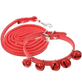 balacoo Pet Collar and Leash Combo Jingle Bell Dog Collar Pulling Leash Rope Strap for Daily Use Outdoor Supplies Christmas Pet
