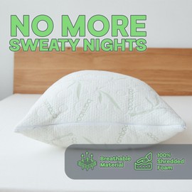 Sacred Thread Memory Foam Pillow, Adjustable Firmness, Soft, Aloe Infused - Cooling Bed Pillows for Sleeping - Back, Stomach, Side Sleeper - Rayon Cover, Machine Washable