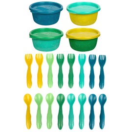 The First Years GreenGrown Multipack with 4 Reusable Bowls, 8 Toddler Spoons, and 8 Toddler Forks