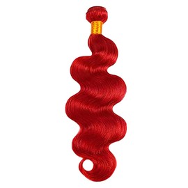 Lakaisa Body Wave Human Hair Bundles Red Human Hair Extensions Human Hair Weft Extensions Sew-in Hair Single Bundle Real Hair Low Shedding for Woman 24 Inches