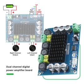 SING F LTD Power Amplifier Board Dual Channel DC12-26V 120W+120W 100dB High Power 92x68x16mm with Terminal Wire Stereo Digital Audio Power Amplifier Board