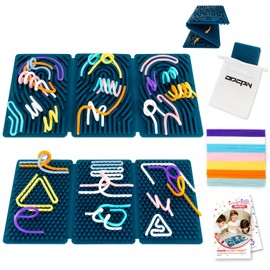 Sensory Activity Board, Six-Sided Silicone Sensory Fidget Toy with 40 Strings for Autism, Stress Relief, Calming, Focus & ADHD, Great for Kids 3+ & Adults with User Guide & Portable Travel Bag