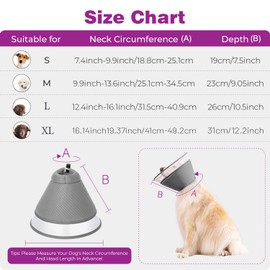 Dog Lick Protection, Soft Protective Collar, Cone Collars, Adjustable Recovery Collar, Breathable Pet Elizabethan, Dog Collar, Lick Protection Dog (S, Grey)