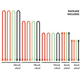 GESIPOR Gesipor 20 PCS Silicone Cable Ties - Reusable Rubber Twist Ties Bendable Cable Ties for Bundling and Holding, All Purpose Cord Tie for Indoor and Outdoor (4"+6"+12"+18"+24")