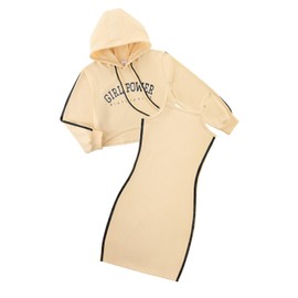 Girls Long Sleeve Hooded Sweatshirt and Bodycon Dress Set
