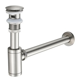 TSIBOMU Bathroom Basin Sink Waste P-Trap Drain Kit, Adjustable Bottle Trap with Pop Up Drain Stopper with Overflow, Brushed Nickel
