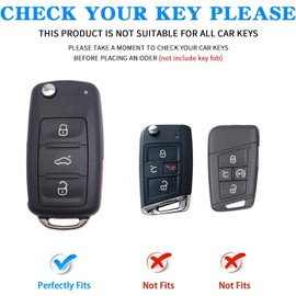 MILD EAST for VW Car Key Fob Cover with Keychain, Soft TPU Car Key Case Shell for Volkswagen Beetle Gti Jetta Passat Tiguan (pink)