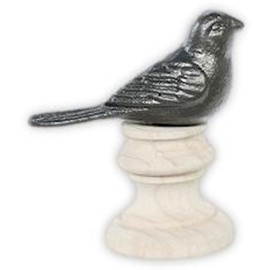 The Bridge Collection 6" Iron Bird Figure on Wood Pedestal - Bird Home Decor - Bird for Cottage, Beach, or Lake House Decor - Rustic Home Decor