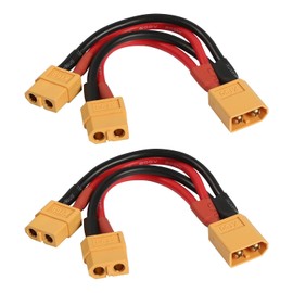 RIIEYOCA XT60 Parallel Battery Connector 14AWG Cable XT60 Y Splitter 1 Male to 2 Female for RC Drones,RC Cars,FPV Equipment Dual Battery System Power Distribution 2-Pack