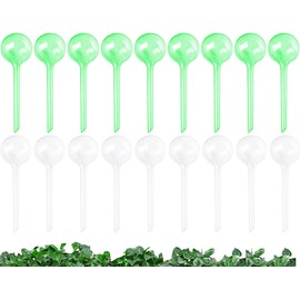 BEOIUCZZY 18 Stück Bewässerungskugeln für Pflanzen, Kleine Pflanzen Gießkugeln 13x5cm Pflanzen Bewässerungskugeln Topfpflanzen Pflanzenbewässerungskugeln für Drinnen und Draußen (Grün + Transparent)