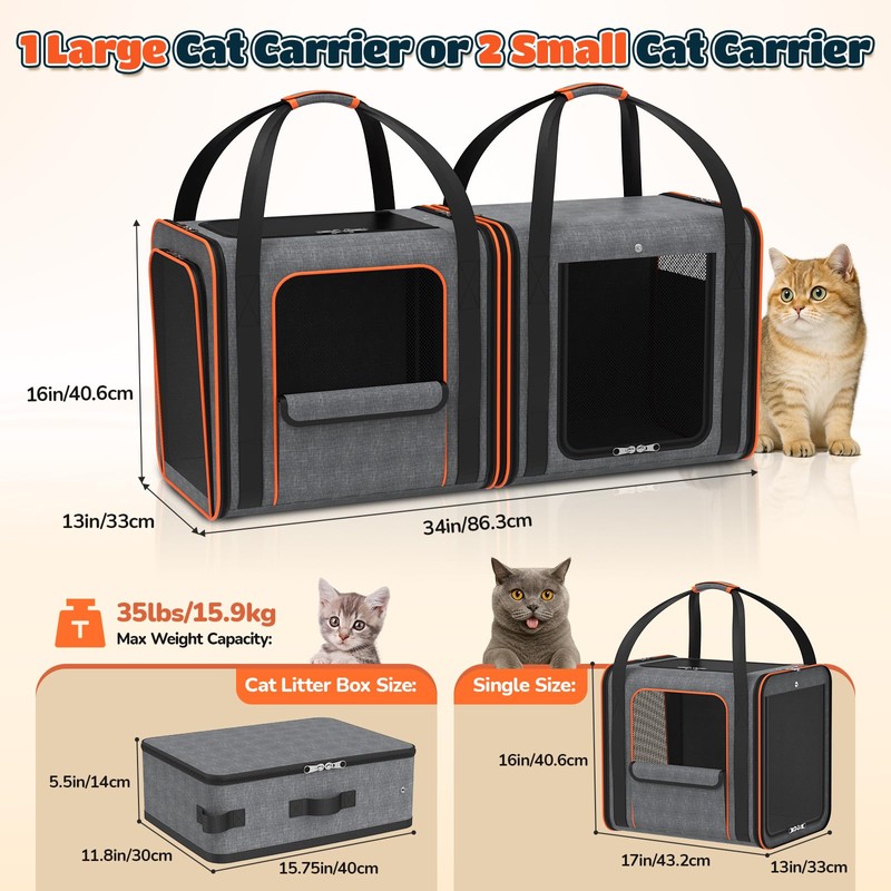 Cat Carrier Bag Large for Travel: 2-in-1 Cat Carrier Soft