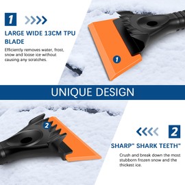 Cloudgree Ice Scraper, Car Essentials For Car Windshield Windscreen Snow Shovel Wiper Brush Ice Removal Frost Shovel with Ergonomic Foam Grip For Truck Vans SUV