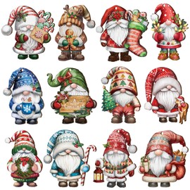 24Pcs Christmas Wooden Gnome Ornaments, Vintage Christmas Ornaments Gnome, Christmas Gnome Hanging Ornaments Decorations for Home Xmas Party Decors, Holiday Party Supplies (Gnome