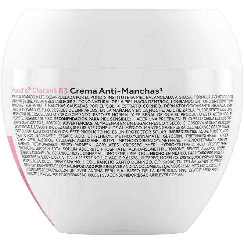 Crema Facial Pond's Antimanchas Clarant B3 200 g