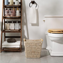 GRANNY SAYS Wicker Trash Can, Waste Basket for Bathroom, Waterproof Bathroom Garbage Can, 19 Liters/5 Gallons Wastebasket with Handle, Decorative Waste Basket for Bedroom, Office, Living Room, 1 Pack