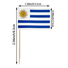 stidsds 100 Pcs Uruguay Flag Uruguayan Toothpick Flags Mini Small Uruguay Cupcake Toppers Stick Flags Banner Country Party Cocktail Fruit Decoration