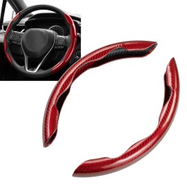 XUKEY Red Carbon Fiber Universal  Car Steering Wheel Booster Cover Non-Slip Accessory