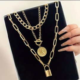 Stocking Stuffers Gifts for Women Necklaces for Women Layered Gold Necklaces Dainty Gold Necklace Stack Chunky Gold Necklace Paperclip Chain Necklace Coin Heart Herringbone Cuban Link Chain Necklace Gold Jewelry Gifts