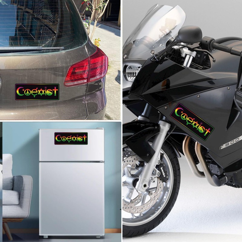 Coexist Symbol Magnet Decal - 3x8 Inches, Automotive Magnet for