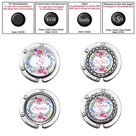 Custom Floral Purse Hook Folding Bag Hanger Bridesmaid Gifts and Weddings - Handbag Accessory for Table or Desk