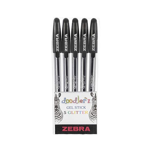 Zebra Pen Doodlerz Gel Stick Pen, Bold Point, 1.0mm, Black Ink, 5-Pack, 2660