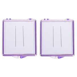 PATIKIL Magnetic Needle Storage Case, 2 Pcs Plastic Portable Sewing Pin Keeper Needle Organizer Box Container for Embroidery Knitting Stitching, Purple