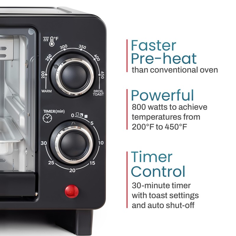 Elite Gourmet ETO490 9L/4 Slice Countertop Toaster Oven with 30-Minute
