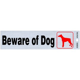 Hillman 839830 Beware of Dog Self Adhesive Sign, Nickel, Black and Red Mylar, 2x8 Inches 1-Sign