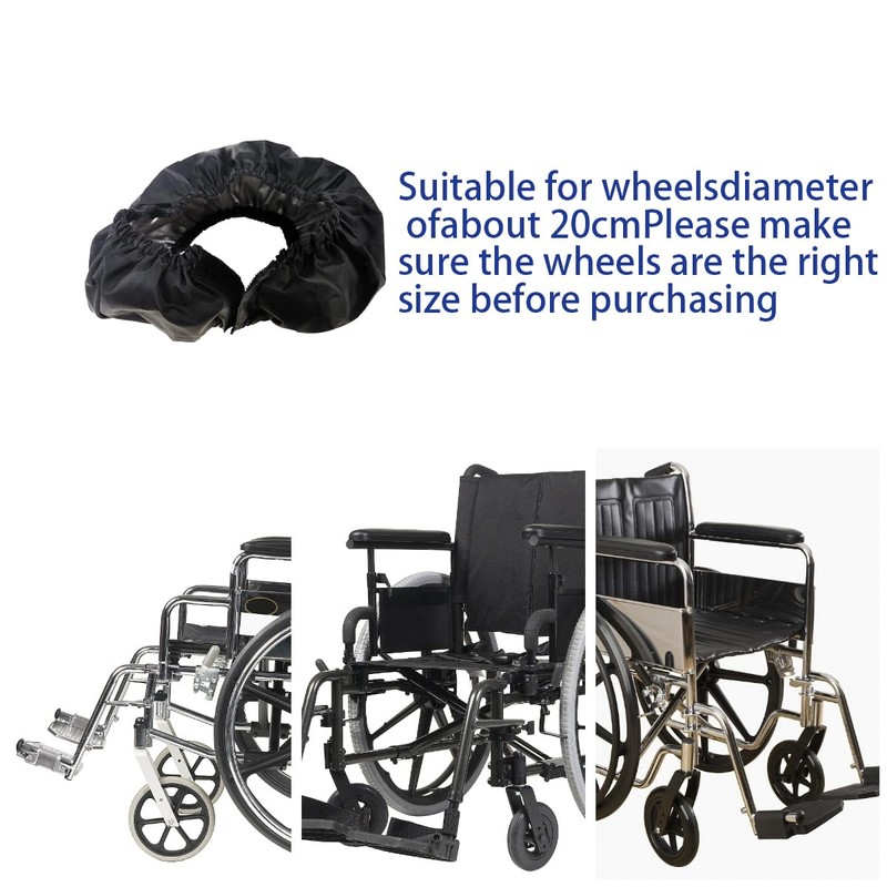 2 Pcs Wheelchair Tire Cover, Waterproof Wheel Covers, Black Wheel