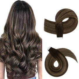 SEGO Tape In Hair Extensions Human Hair 20pcs 50g/pack Tape in Remy Human Hair Extensions Hair Extensions Straight Seamless For Women 14/16/18/20/22 Inches