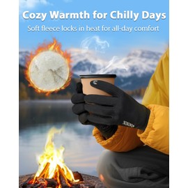 RIGWARL Winter Gloves Men Women for Cold Weather, Warm Plush Gloves with Touchscreen Fingers, Thermal Glove Early Spring and Late Fall Gift for Runing Hiking Driving Walking Skiing Snow(Black,L)